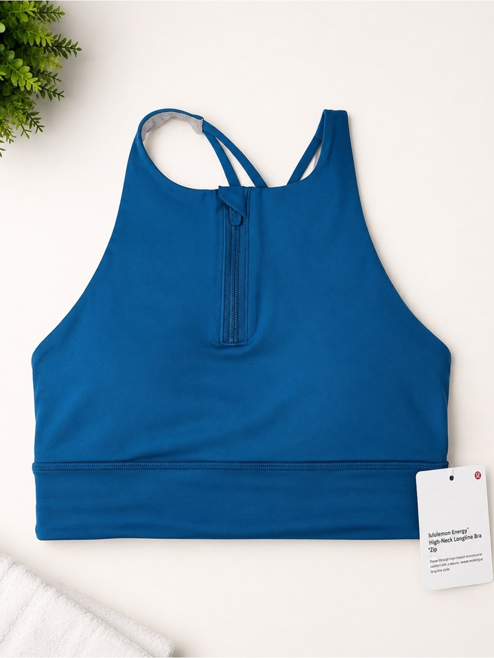 Lululemon Energy Zip High Neck LL Bra HWIB Hawaiian Blue NWT 4